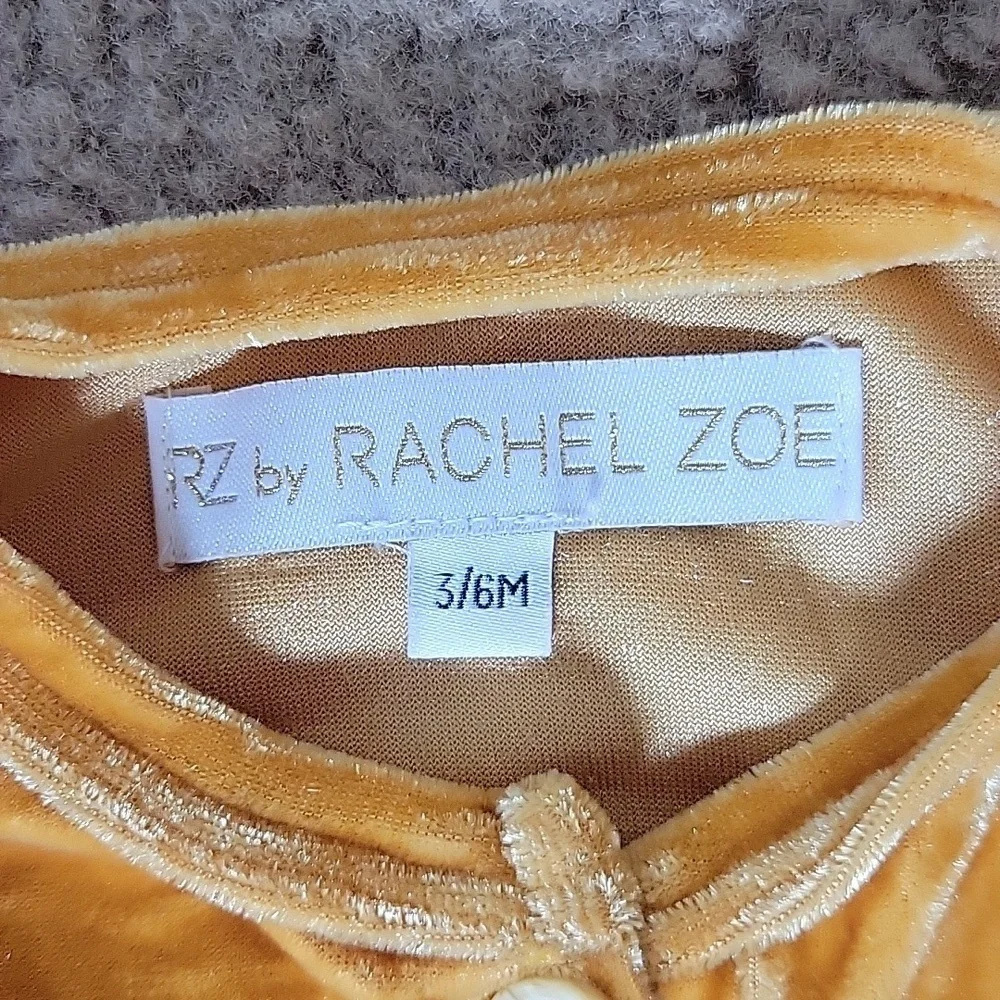 Rachel Zoe Baby Girl Mustard Yellow Velvet One Piece - Size 3-6M